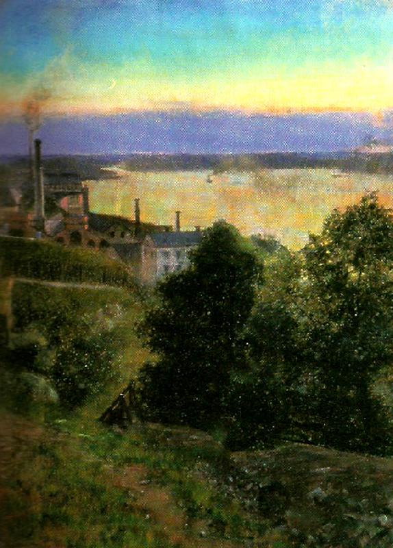 Eugene Jansson sommarafton pastell oil painting image